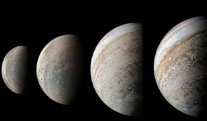 Giove, da nord a sud in sequenza