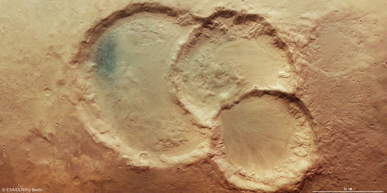 Un triplo cratere nell’occhio di Mars Express