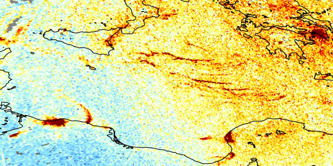 Sentinel-5P rileva l’inquinamento atmosferico prodotto dalle navi