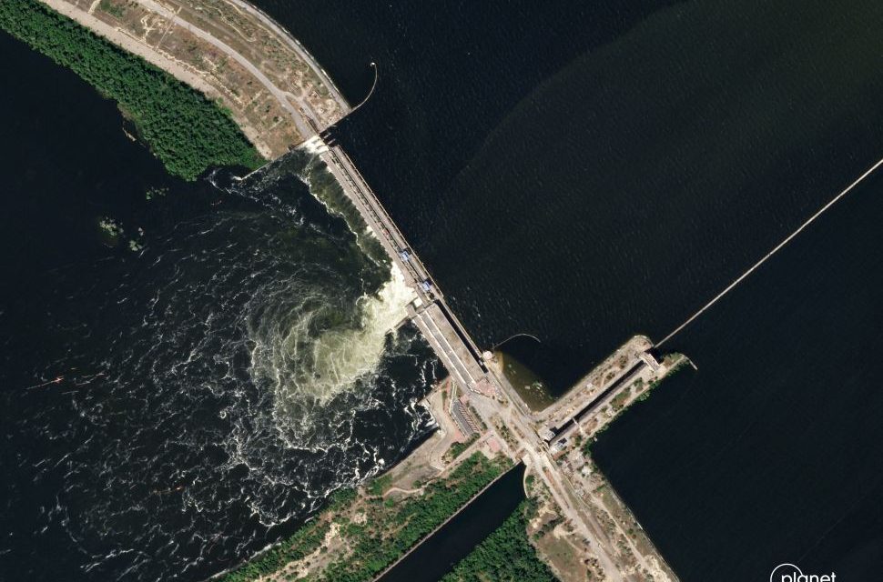 Dall’orbita terrestre il crollo della diga di Kakhovka