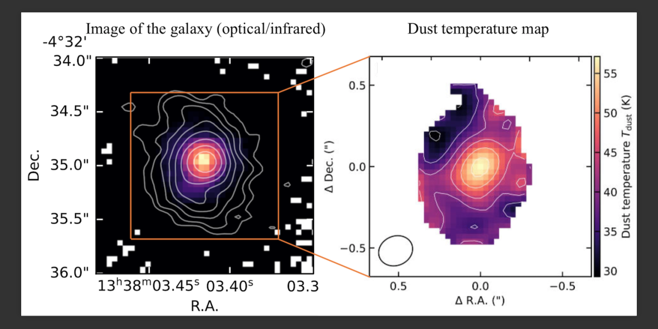 Dalla mappa di calore il tasso di crescita di una galassia lontana