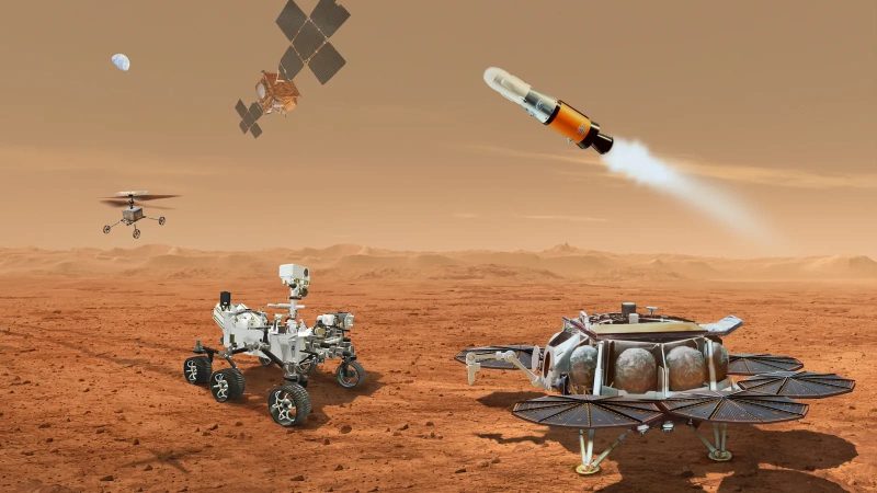 Mrs avr├á il compito di raccogliere e riportare sulla Terra una serie di campioni di materiale superficiale marziano, collezionati┬á dal rover Perseverance, con lÔÇÖobiettivo di individuare eventuali tracce di vita presenti o passate sul Pianeta Rosso