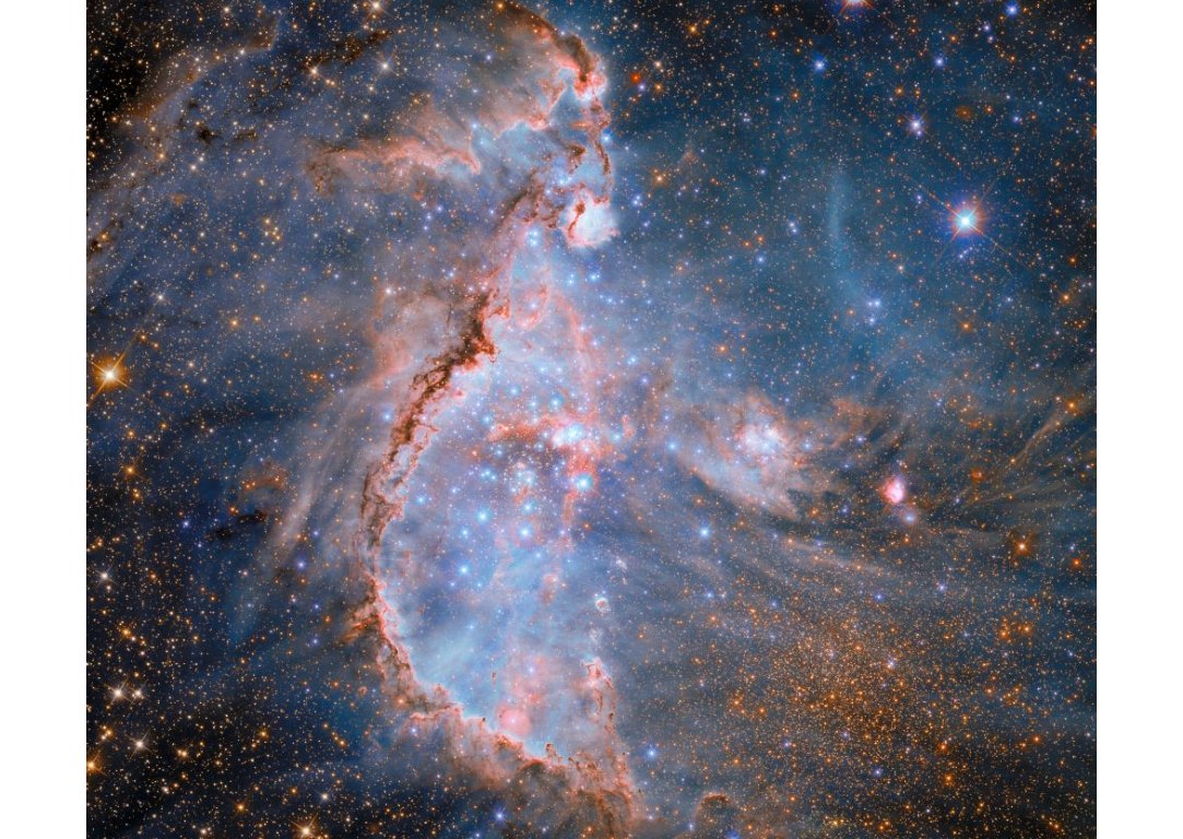 Hubble ci mostra un’immagine composita e dettagliata di un giovane ammasso stellare
