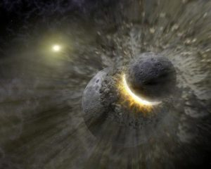 La collisione da cui ha avuto origine la Luna secondo la teoria più accreditata
