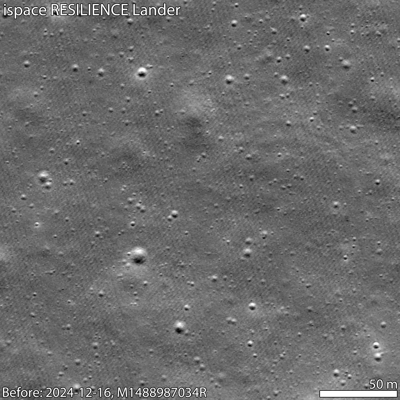 La breve animazione mostra la superficie lunare prima (before) e dopo (after) l'impatto del lander Resilience(Crediti: Nasa/Goddard/Arizona State University)