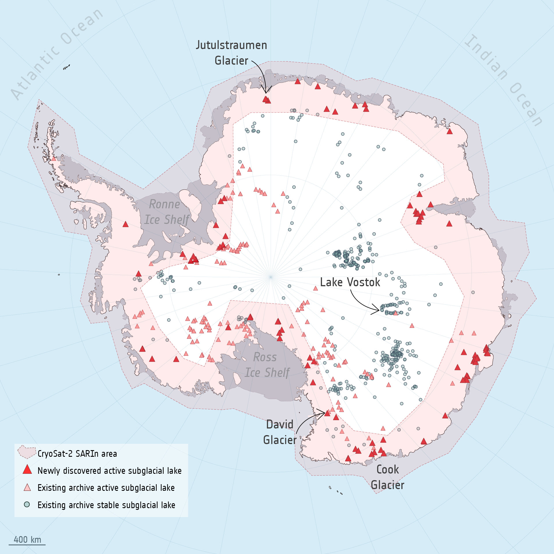 Mappa dei laghi sublglaciali