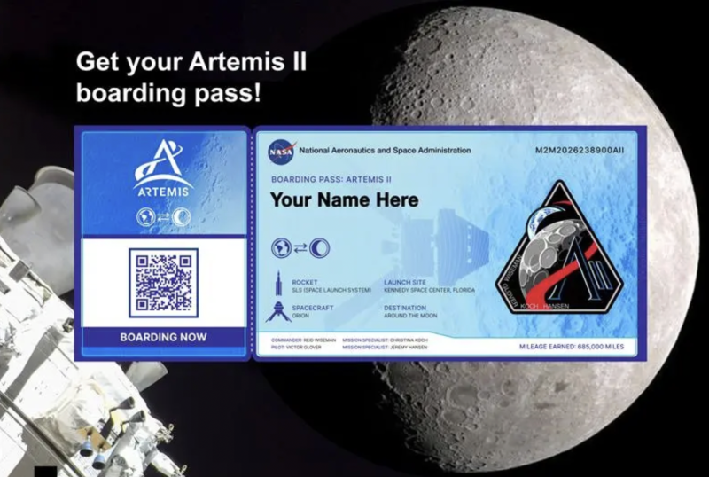 Il tuo nome intorno alla Luna con Artemis 2