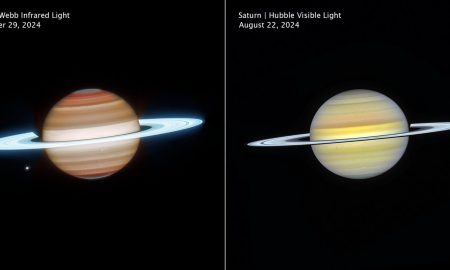 Saturno sotto lo sguardo di Webb e Hubble