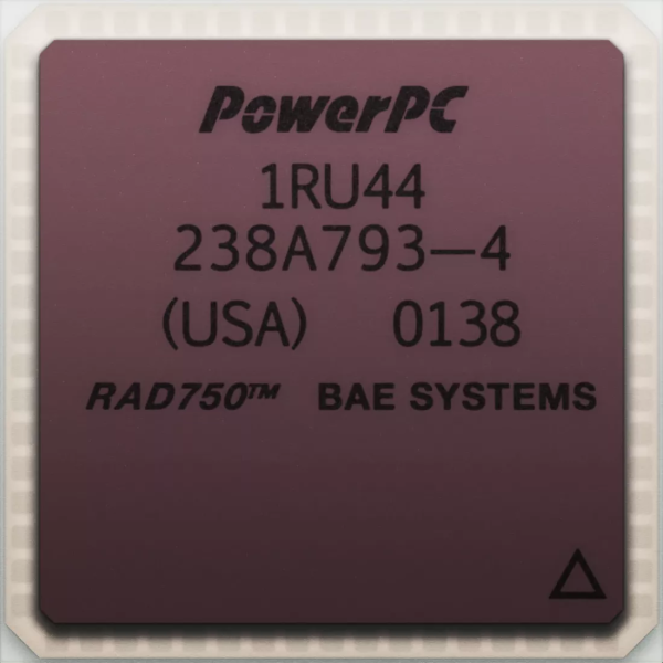 Il microprocessore RAD750 3U montato sul rover Perseverance, attivo sulla superficie di Marte. Ha una potenza di calcolo di appena 200 Mhz, paragonabile a un computer di fine anni '90, ma è capace di resistere a temperature tra -55 °C e +125 °C e a un bombardamento radioattivo pari a milioni di rad. Lavora con 256 mega di Ram e 2 giga di memoria flash (Crediti Nasa, Bae systems Inc)