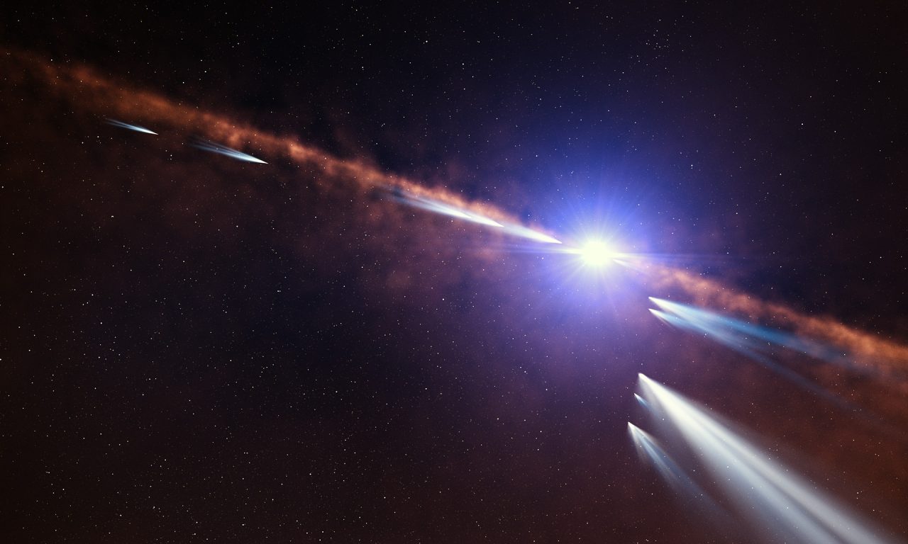Esocomete e acqua: indizi da un giovane sistema planetario